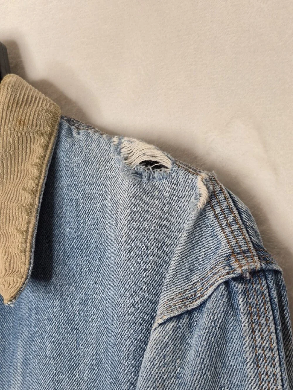 Vintage 80s Polo Ralph Lauren Made in USA Distressed Denim Jacket Medium